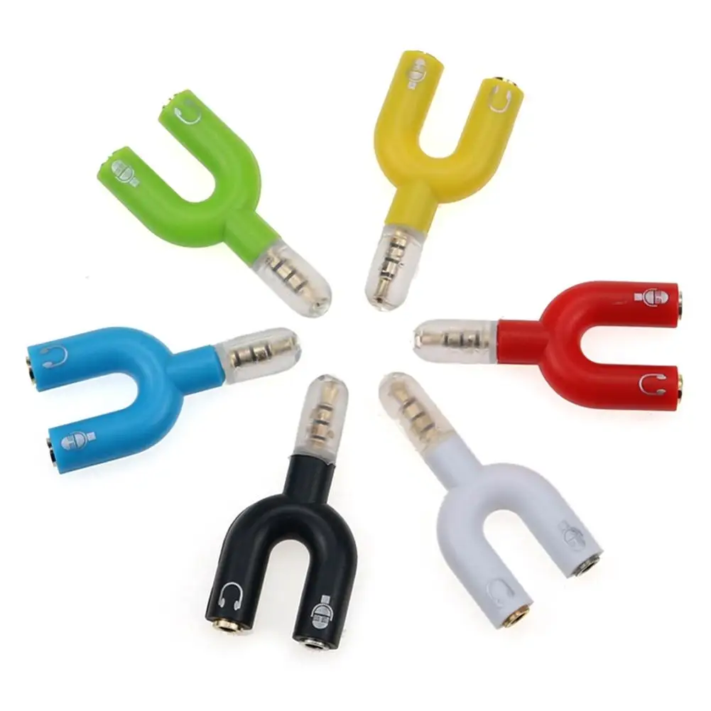 3 5 мм наушники микрофон аудио сплиттер U форма 1 до 2 стерео конвертер адаптер