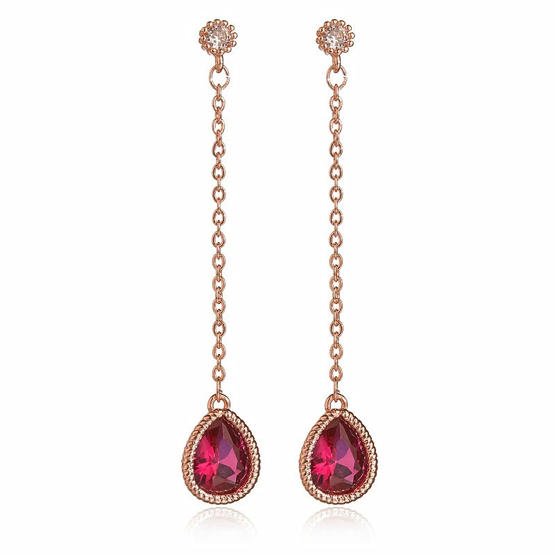 JoyceJelly Trendy 925 Sterling Silver Long Earrings for Women Ruby Yellow Fashion Fine Jewelry Wedding Wholesale | Украшения и