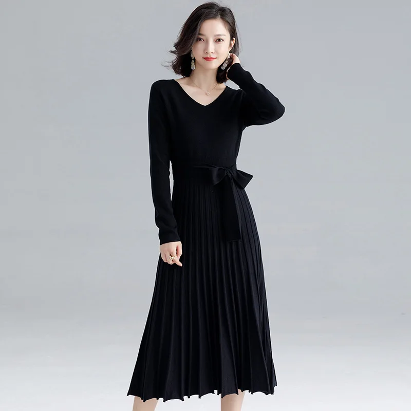 Высококачественное женское трикотажное платье осень-зима большое