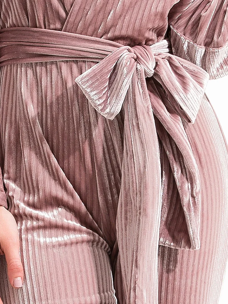 Женские бархатные комбинезоны Yesexy однотонные с длинным рукавом и глубоким