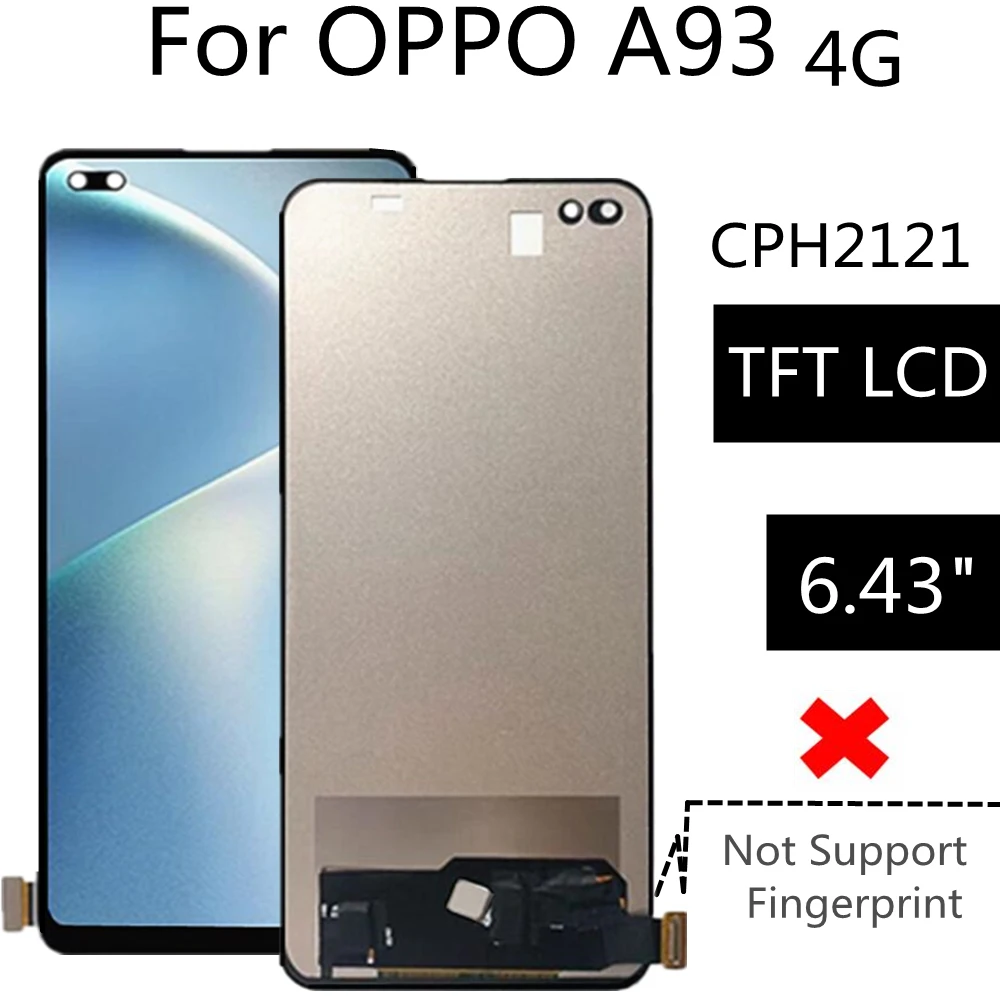 

6.43" TFT LCD For OPPO A93 4G 2020 LCD Display Touch Screen Digitizer Assembly Replacement parts For OPPO CPH2121 LCD