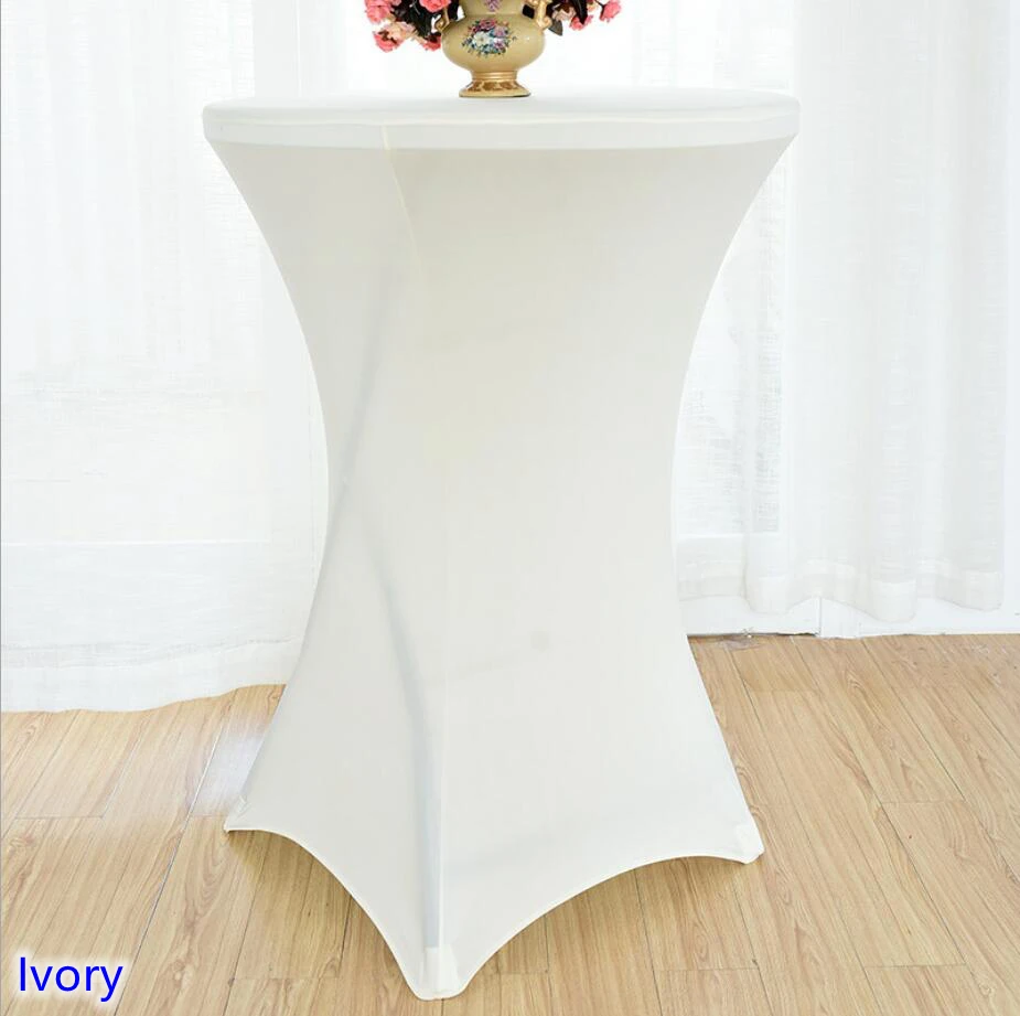 

Ivory Colour Spandex Table Cover Cocktail Table Cloth Lycra High Bar Table Linen Wedding Party Hotel Table Decoration On Sale