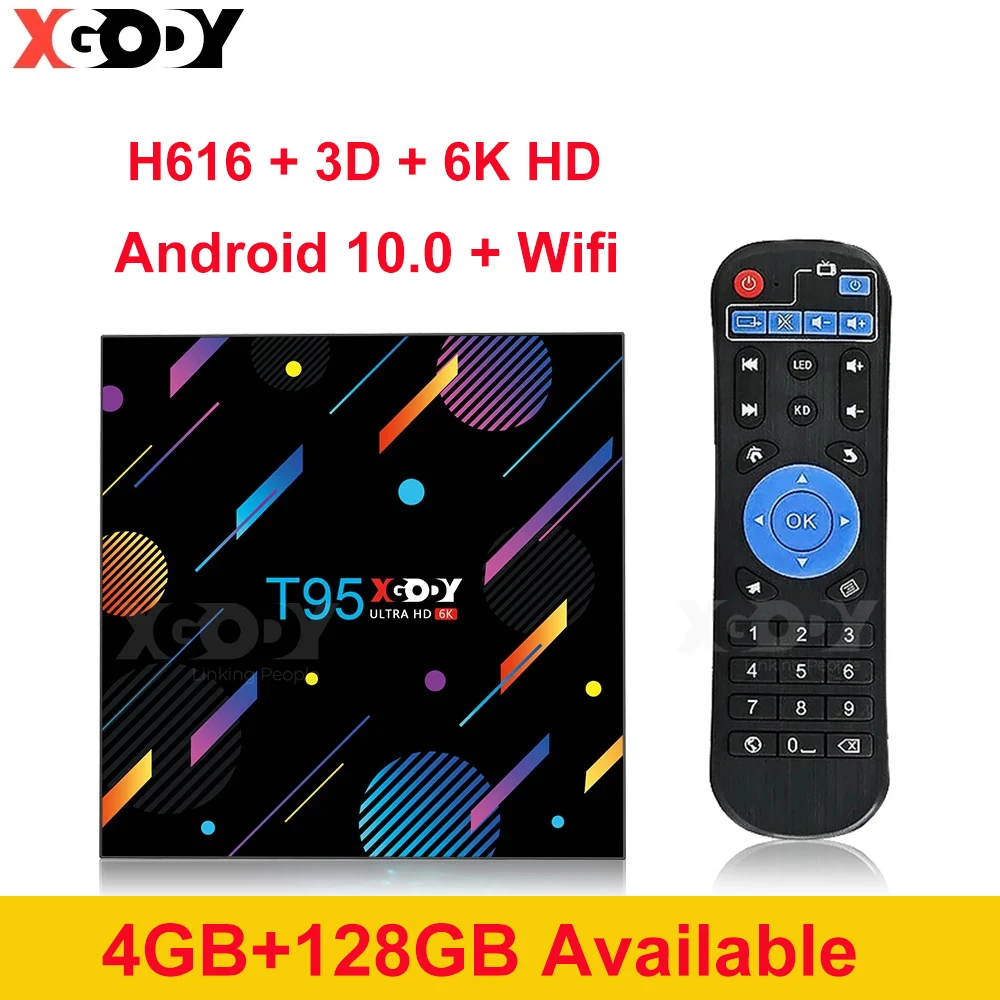 Приставка Смарт ТВ XGODY 4G 128G H616 Android 10 0 32 ГБ 64 6K HD медиаплеер 2 и 5G Wi Fi