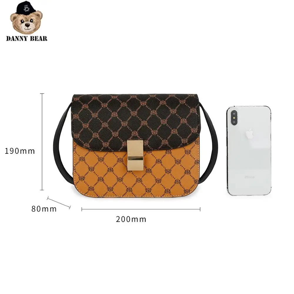 Женская сумка-Кроссбоди в клетку Danny Bear коричневая маленькая квадратная сумка