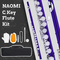 naomi nickel plated closed hole c flute set wcleaning cloth stick screwdriver gloves storage case carry bag for beginners