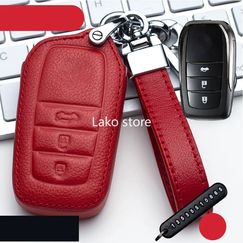 

Reliable Original Faux Leather Car Key Cover Case for Toyota Crown Key Case for Car RED