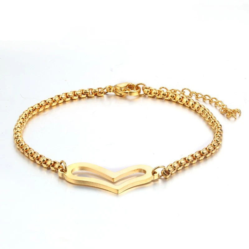 Браслет цепочка из нержавеющей стали желтого цвета|Браслеты с шармами| |