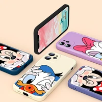 cute donald duck mickey for apple iphone se 2020 13 12 mini 11 8 7 6 xs xr pro max plus liquid silicone soft phone case