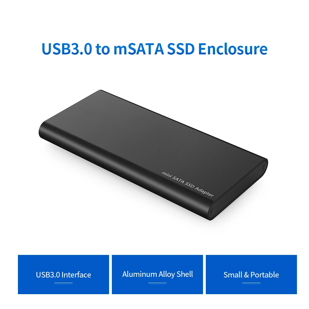 

USB3.0 to mSATA SSD Enclosure mSATA Solid State Drive Adapter Box High Speed USB3.0 SSD Enclosure External Hard Drive Disk Case
