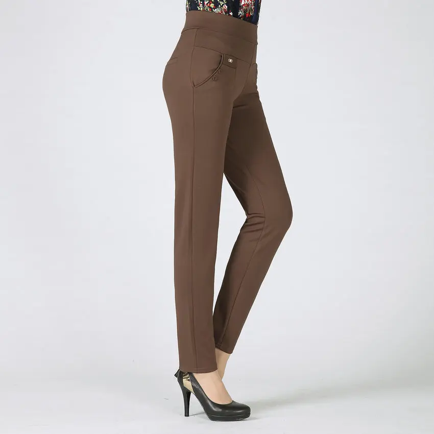 Брюки-карандаш для женщин среднего возраста весна-осень эластичные базовые
