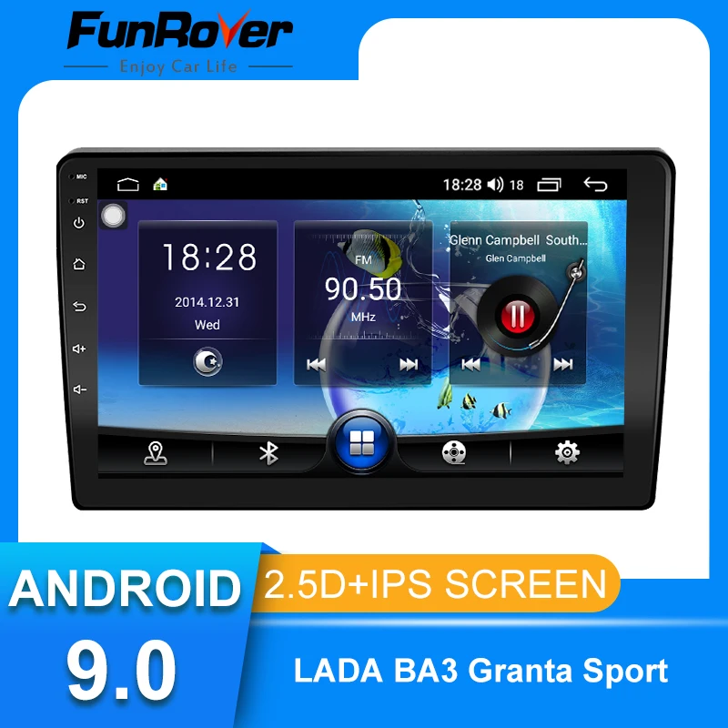 FUNROVER 2Din Android 9.0 Автомобильный мультимедийный видео плеер для LADA BA3 Granta Cross 2011 2018 DVD