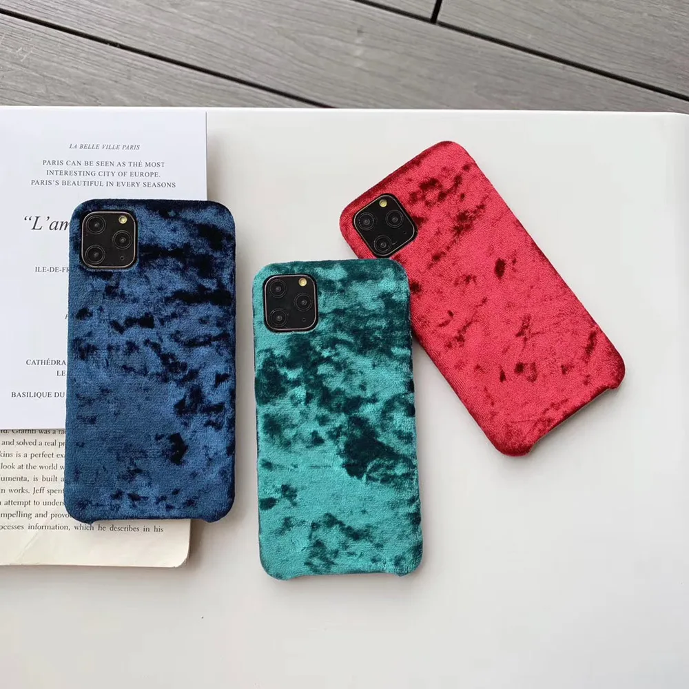 

Fashion Velvet Plush Fabrics Smooth Case For iPhone 11 Pro Max 7 8 6s Plus For iPhone 12 XS XR Solid Color Warm Soft Back Cover