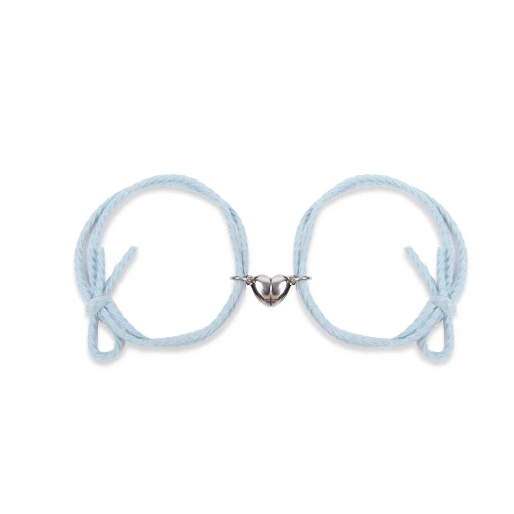 

2pcs Magnetic Bracelet Stainless Steel Heart Pendant Charm Couple Bracelets for Lover Friend Men Women Braid Rope Bracelets