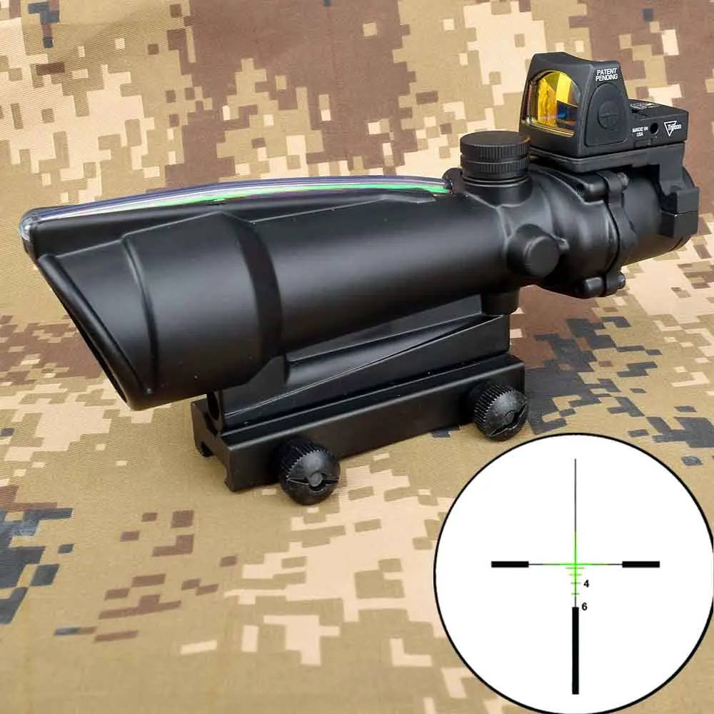 Коричневый 5X35 ACOG охотничий прицел BDC шеврон Подкова Сетка оптические прицелы с красной точкой для тактической винтовки cal. 223. 308 - Цвет: Коричневый