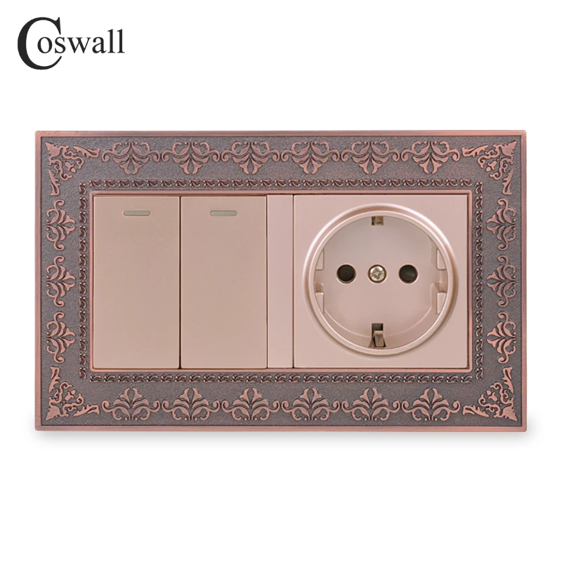 Coswall цинковый сплав металла Панель Россия Испания настенная розетка стандарта