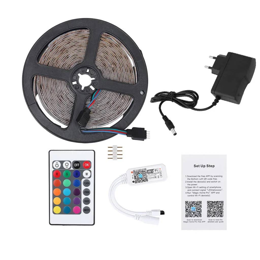 Bzoosio WI-FI RGB Светодиодные ленты светильник SMD 2835 DC12V светодиодные гибкие +