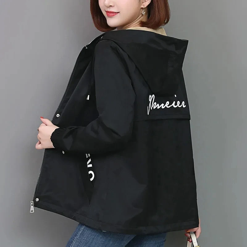 

Spring Autumn Women Jackets Coats Fashion Hooded Windbreaker Female Long Sleeve Casual Jackets Loose Coat Outwear Plus size