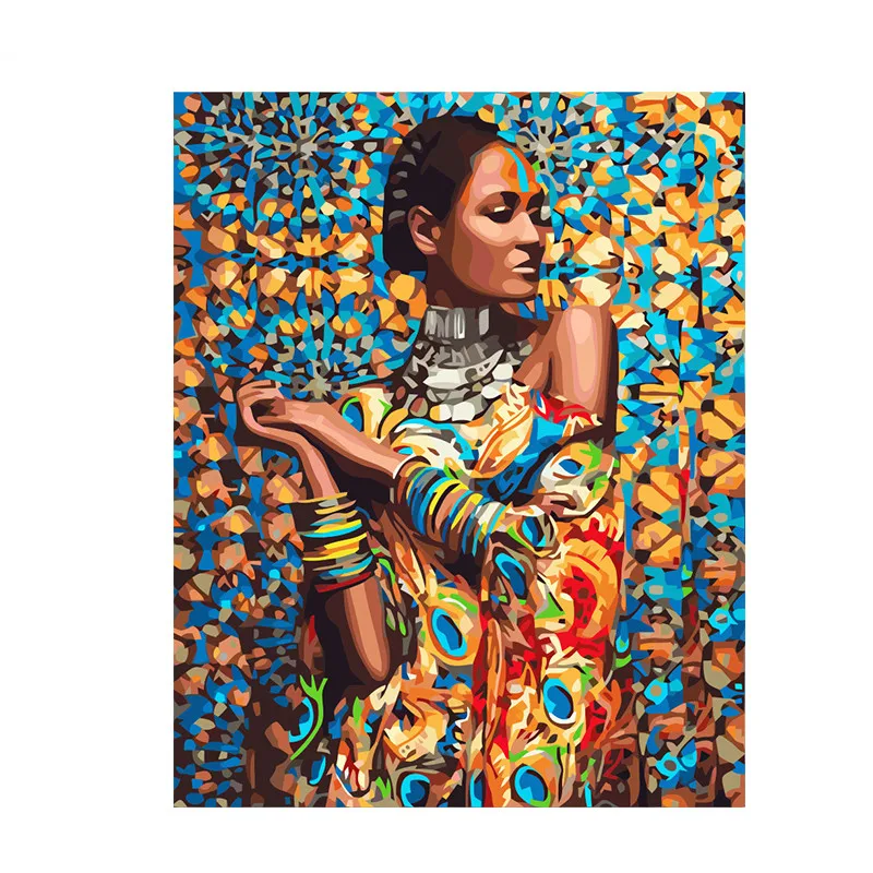 

Набор для рисования по номерам "африканская красавица", украшение на стену, живопись маслом