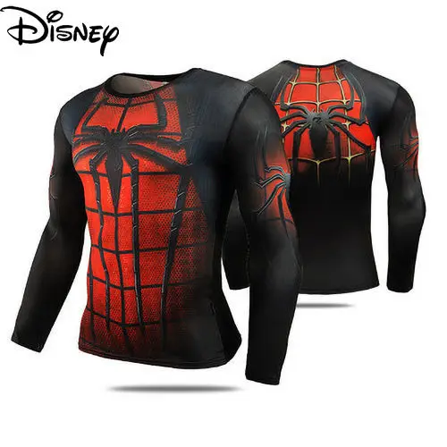

Disney Marvel Superhero Sports T-shirt Outdoor Sports Tights Men's Long Sleeve Sports Fitness Training Clothes Slim T-shirt