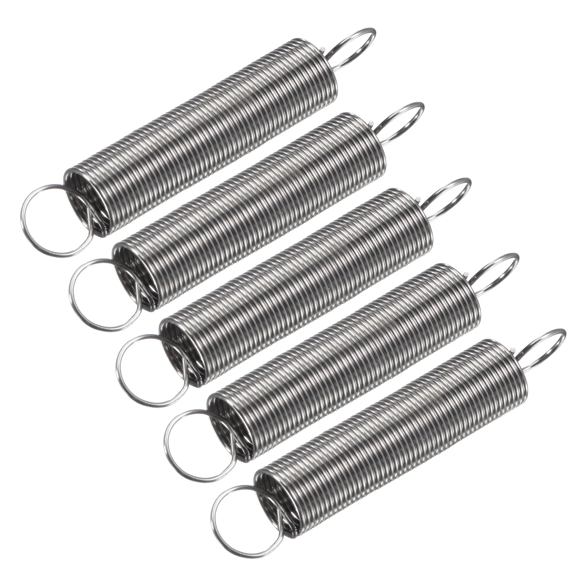 

uxcell 10PCS Tension Spring, 0.6mm Wire Dia 8mm OD 30mm-60mm Free Length 304 Stainless Steel, Dual Hook, Polished, Silver