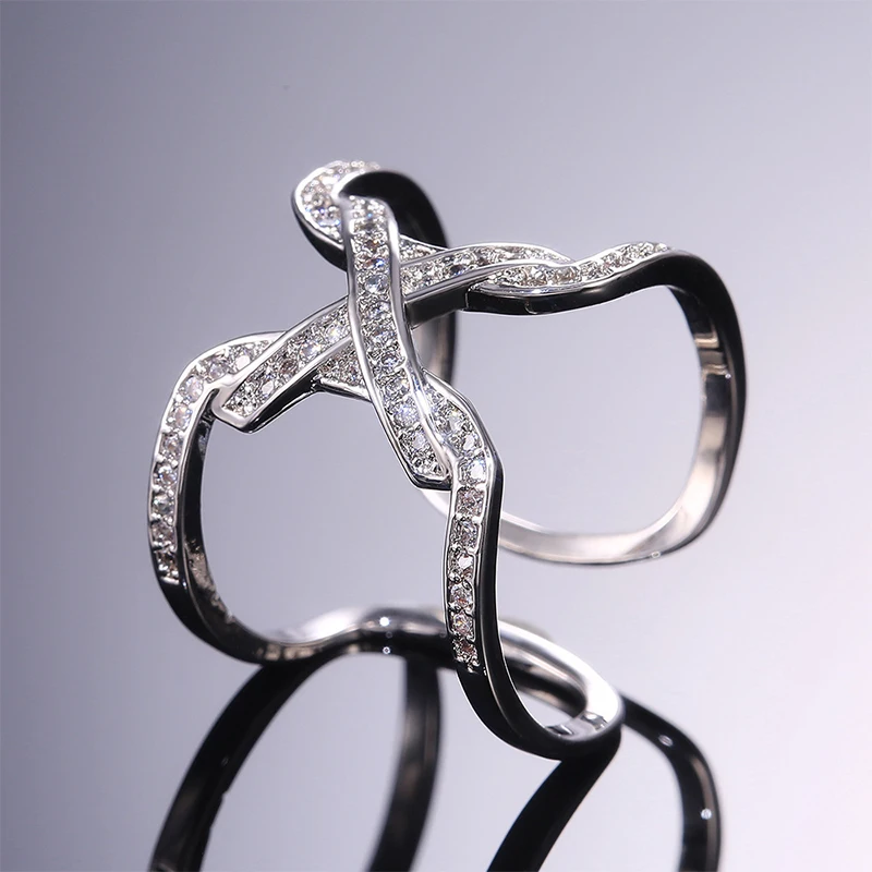 Винтажное серебряное кольцо с поперечным отверстием в форме X для мужчин и женщин