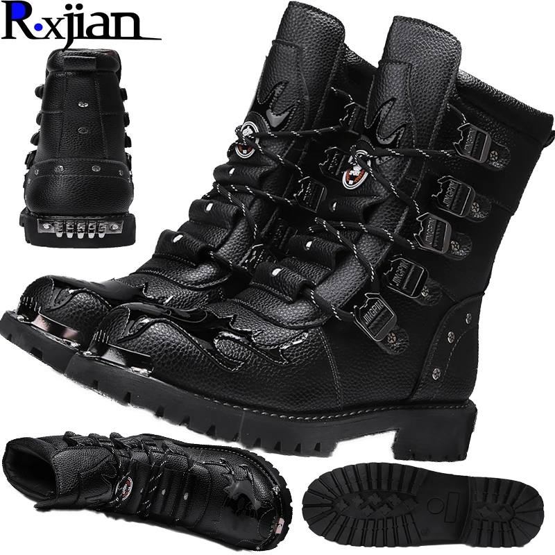 

R.XJIAN classic high-top Martin motorcycle boots combat military boots western boots anti-collision non-slip wear-resistant