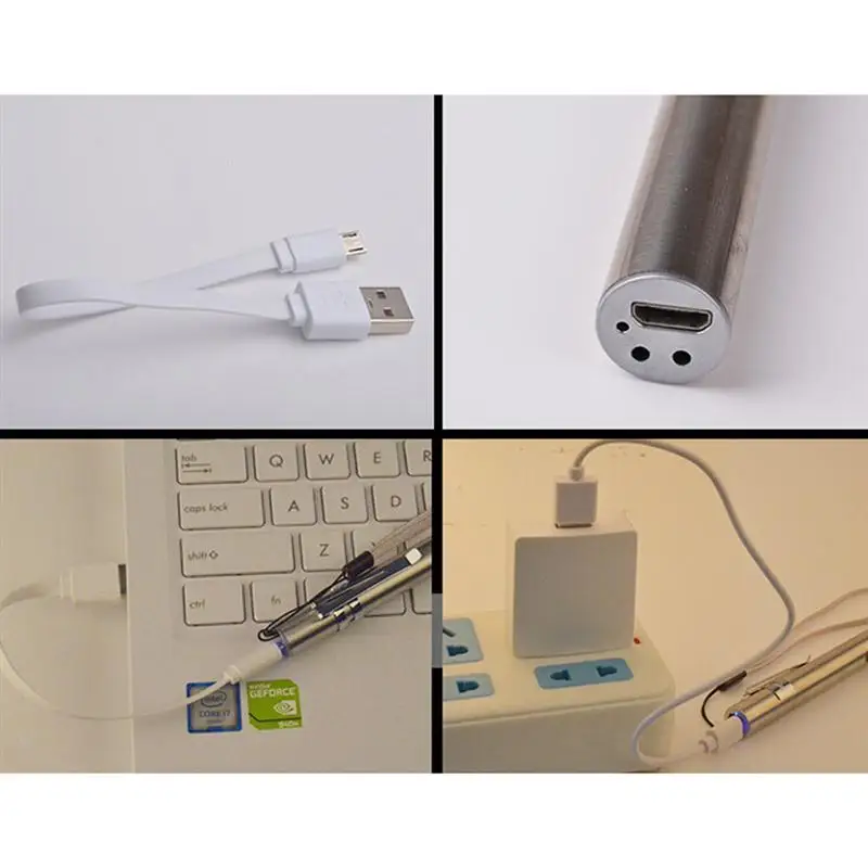 Фонарь светодиодный карманный из нержавеющей стали с зарядкой от USB 1 шт.|Фонарики