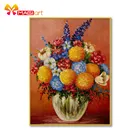 вышивка крестом наборы рукоделие, наборы для вышивки 11CT водорастворимые рисунки на холсте 14CT яркие цветы ваза фрукты-NCMF303