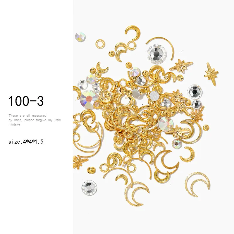XY03 HNUIX смешанные стили Lune Star блеск для ногтей Стразы Bijoux Charmes драгоценные камни метал транш заклепки DIY 3D Dos Plat дизайн ногтей - Цвет: XY03