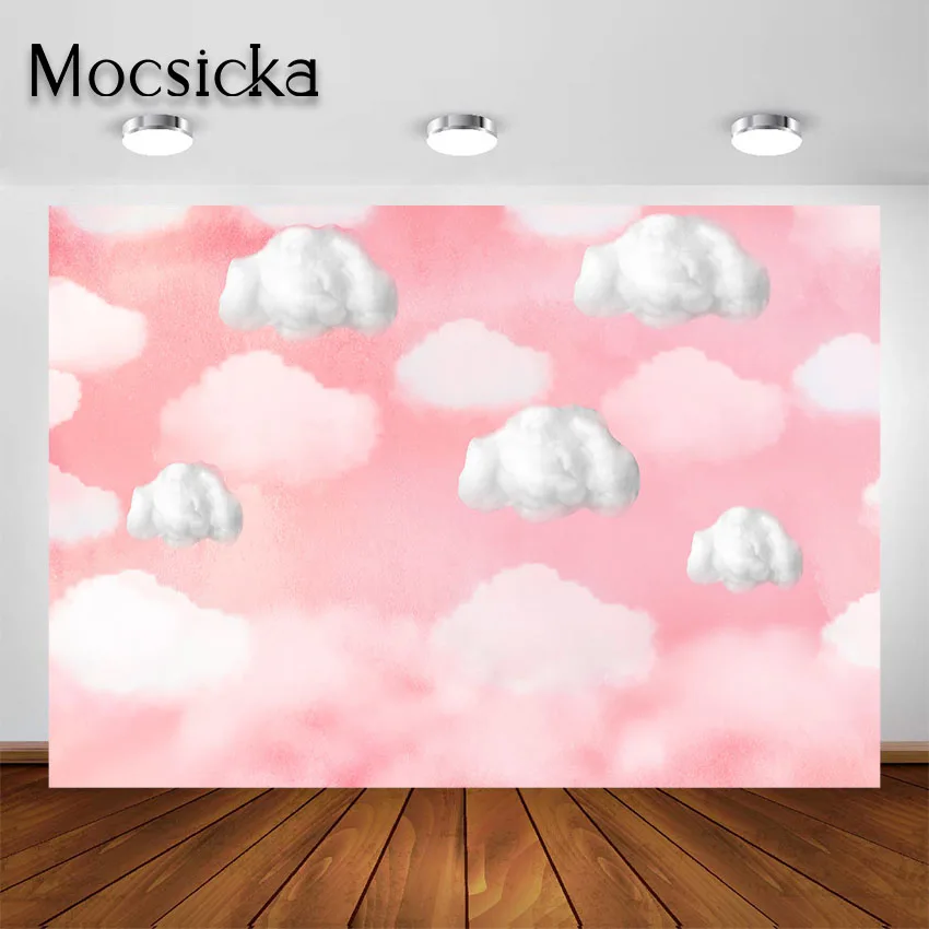 

Mocsicka фон для фотосъемки розовые белые акварельные облака Новорожденный ребенок портрет фото фон для студийной фотосъемки