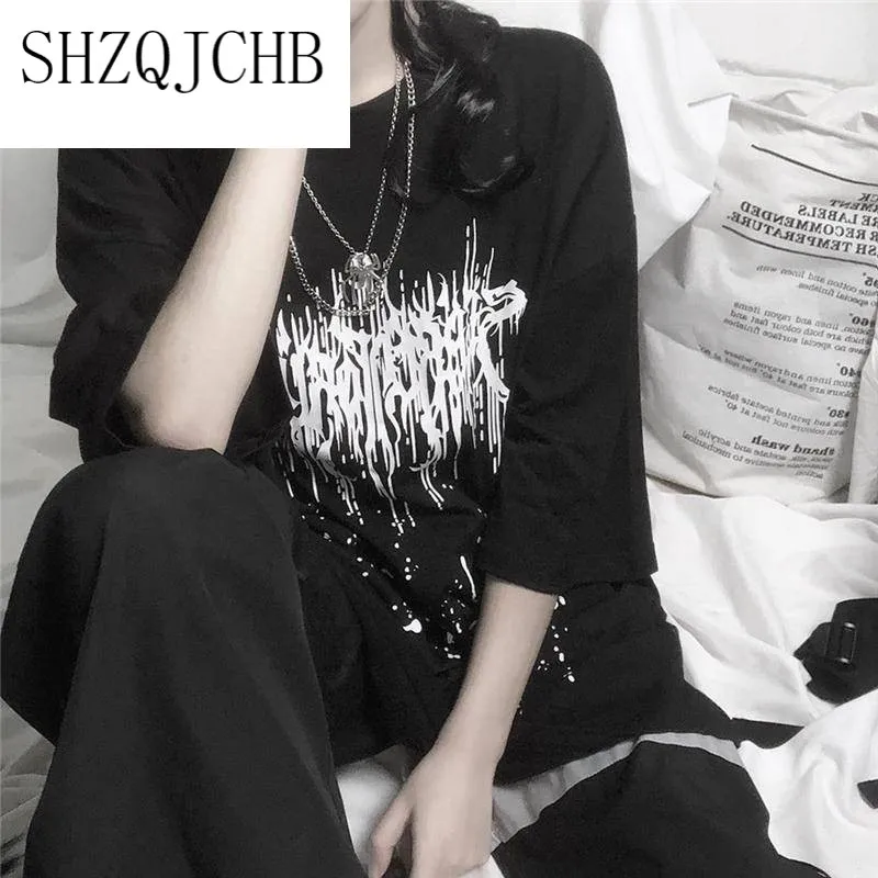 

summer Korean graffiti short-sleeve t shirt mens clothing streetwear tshirt clothes t-shirt couple oversized o-neck tees