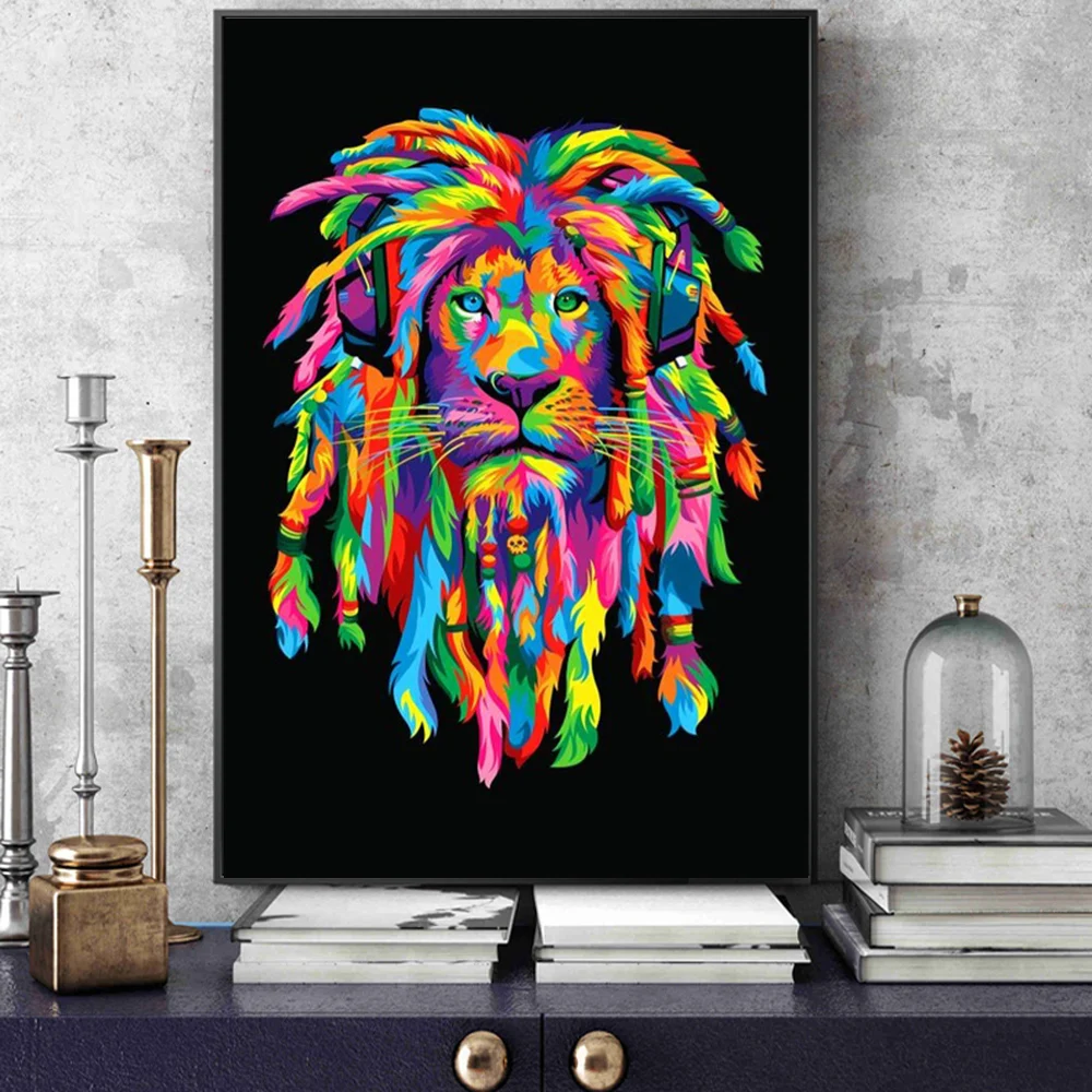 Lion Art Posters And Prints Abstract Animals Canvas Art Wall Paintings Cool Lion Hair Pictures For Living Room Decor
