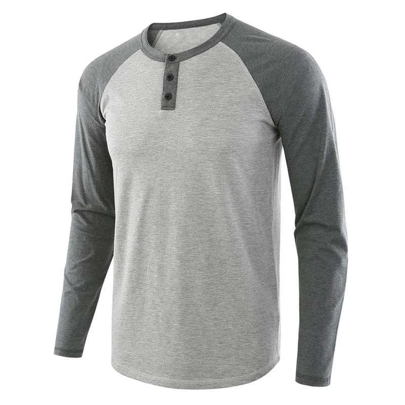 

Футболка мужская приталенная с длинным рукавом, Повседневная рубашка реглан, майка с Henley, весна-лето
