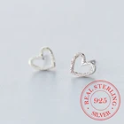 100% 925 цельные настоящие серебряные пирсинг серьги-гвоздики в форме сердца для женщин вечерние ювелирные изделия в подарок