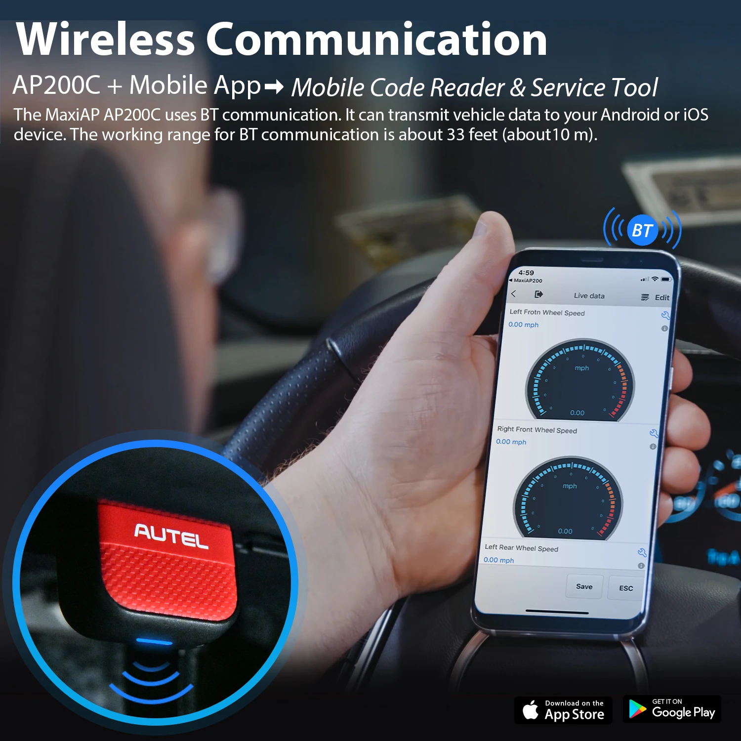 Autel AP200C Bluetooth-совместимый Obd2 сканер полный OBD2 диагностический инструмент