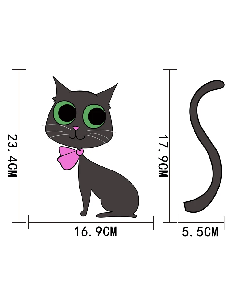 

ZTTZDY Cartoon black cat With bow PVC Rear Windshield Car Sticker YJ1-0038