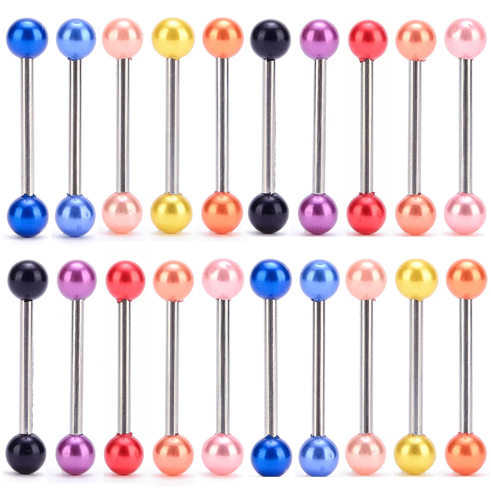 Кольцо для пирсинга из титановой стали с искусственным жемчугом и шариком кольцо