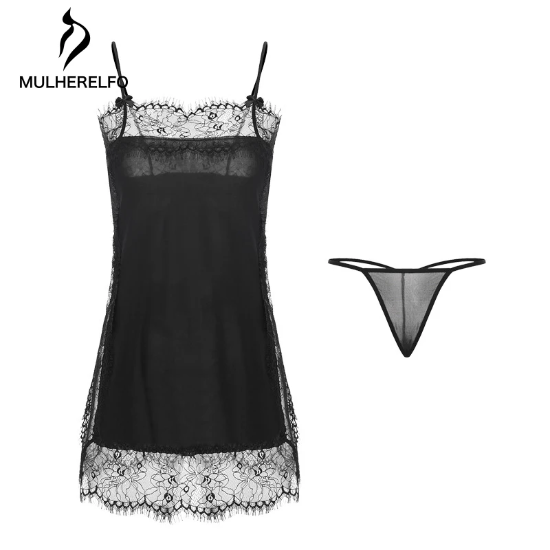 

Off-Shoulder Sling Mini Sleep Dress Women Nightgowns Sexy Lace Patchwork Nightdress Female Nighties Sleeveless Backless Homewear