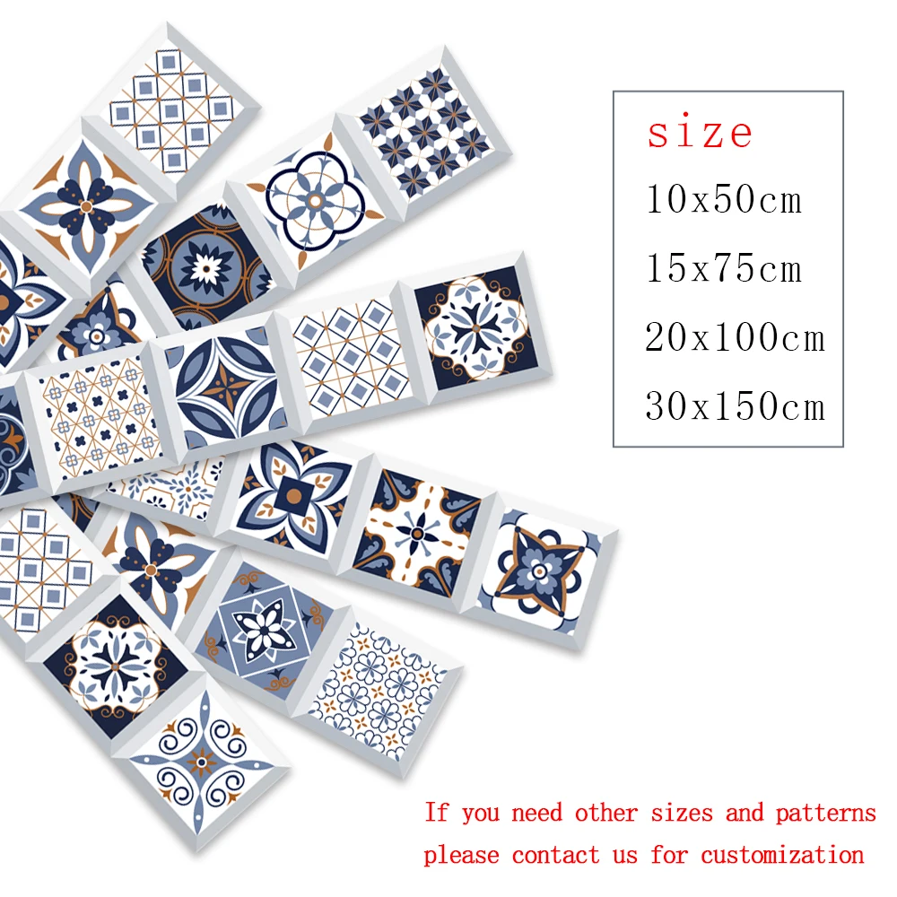 

Retro Pattern Diy Strip Ceramic Tiles Wall Sticker Sofa TV Walls Stairs Kitchen Living Room Wall Decals Removable Art Wallpaper