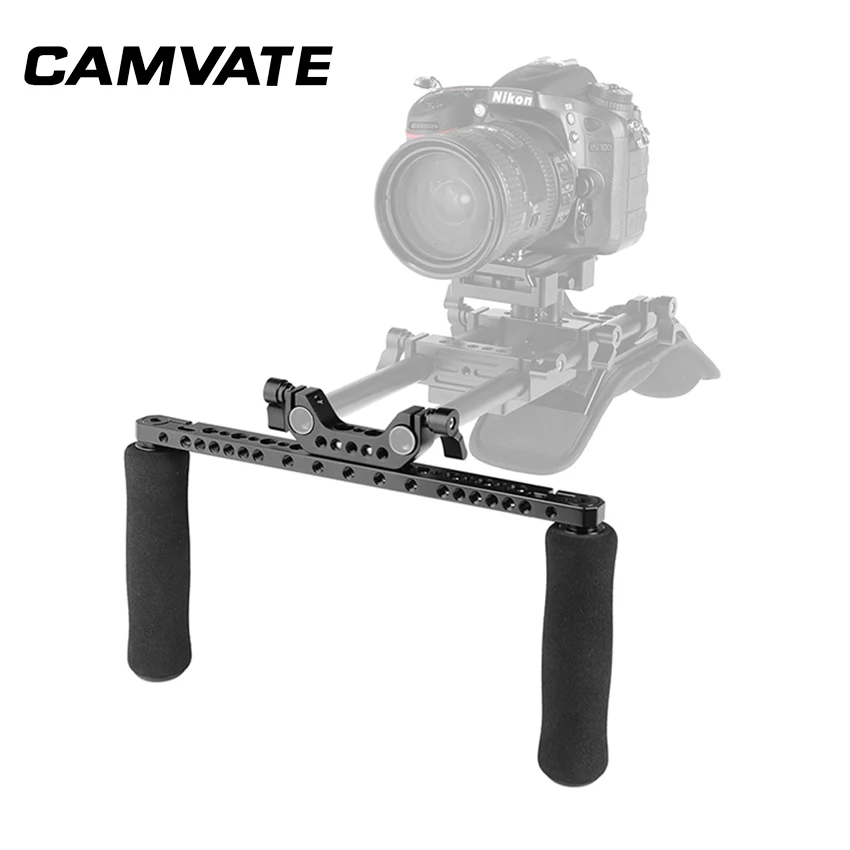 Lidar com Apertos com Queijo Adaptador para Dslr Sistema de Apoio Camvate Universal Esponja Barra 15mm Dupla Haste Braçadeira Câmera Ombro Rig &