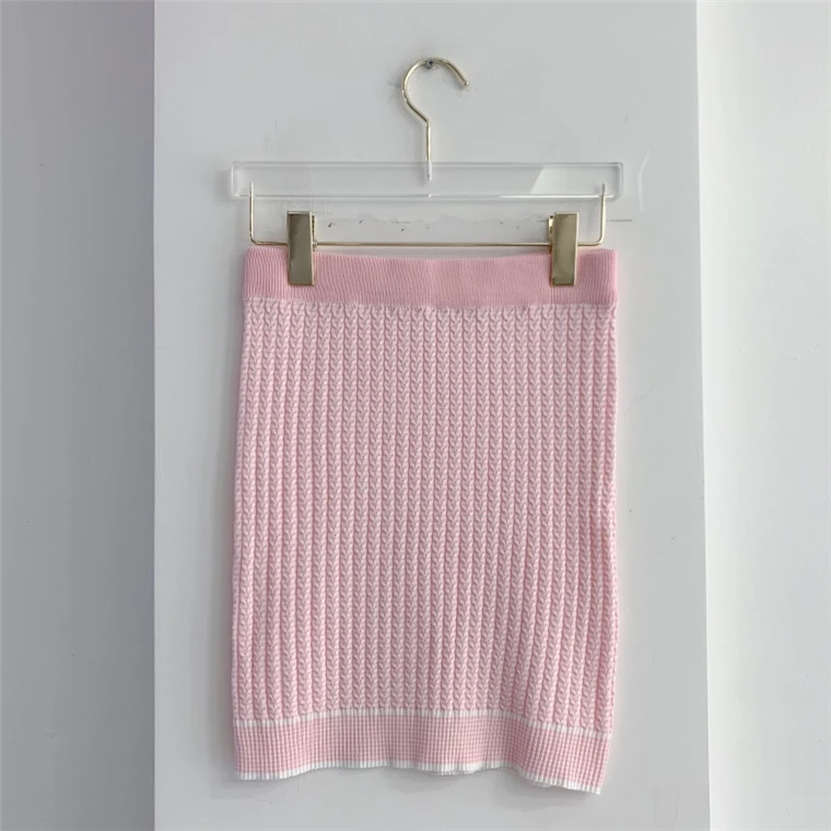 

Summer O-neck Short Tops Bodycon Mini Skirt Sweater 2 Peice Set Women Korean Chic Twist Jacquard Knitwear Two-piece Suits Female