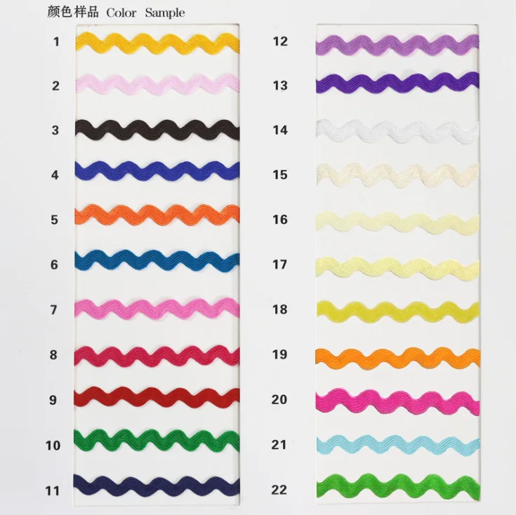 250 ярдов в ассортименте 10 цветов по 25 радужного цвета Ric Rac Zig Zag Trim Размер 5 6 мм