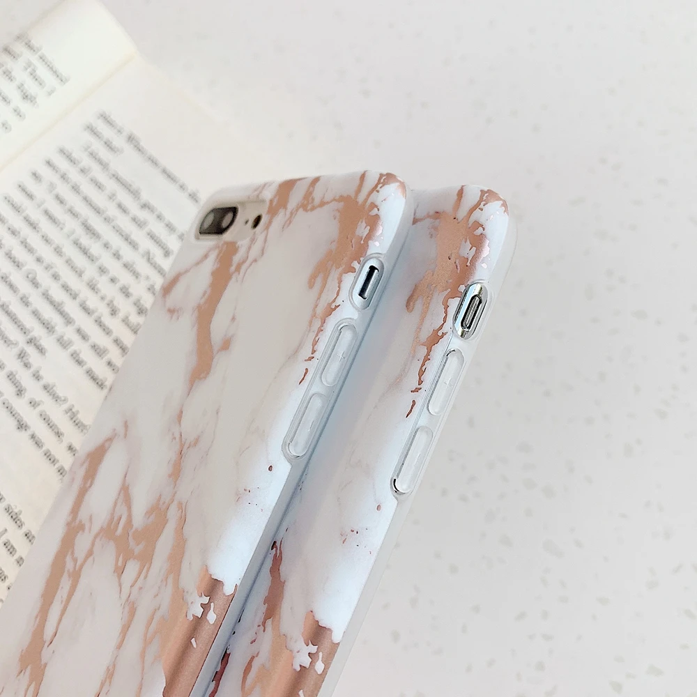 Чехол для iPhone 6 7 8 Plus новый розовый золотой мраморный Мягкий силиконовый чехол X XS