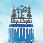 Персонализированный Свадебный Топпер для мужчин, украшение для торта для геев, снега, гор, походов, силуэтов, имя на заказ