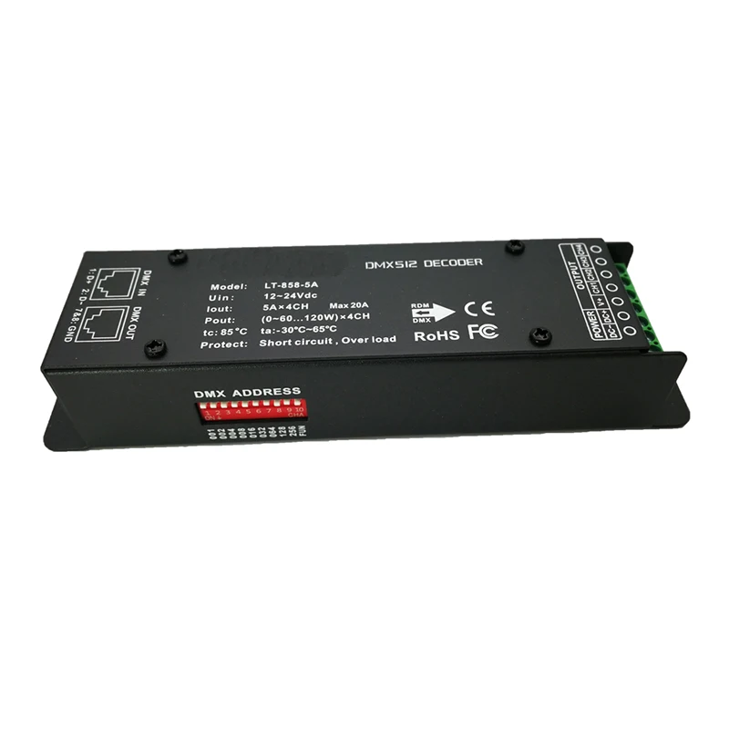 Фото LTECH Новый светодиодный DMX декодер 5A * 4CH DC 12V-24V 4 канала 20A выходной контроллер постоянного напряжения DMX512 ведомый №4