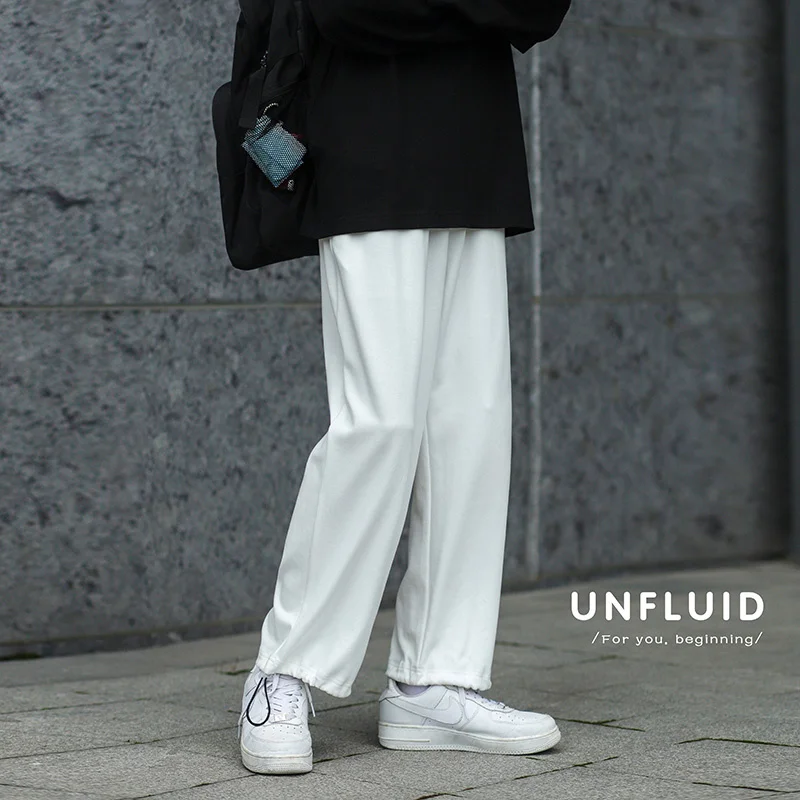 

Summer Thin Sweatpants Men's Fashion Black/Gray/White Casual Pants Men Streetwear Loose Straight Wide Leg Pants Mens Joggers