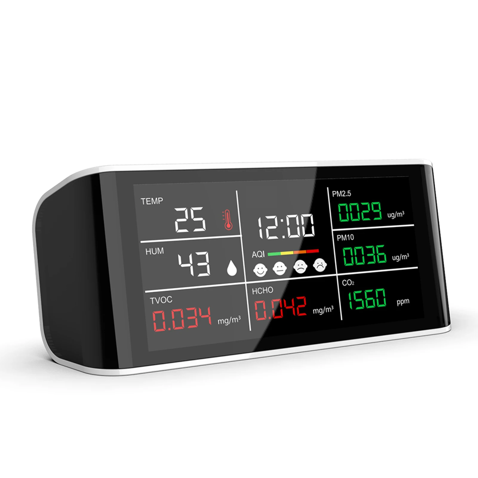 

DM69 Air Quality Analyzer Digital Common Display Screen CO2 PM2.5 PM10 HCHO TOVC Temperature Humidity Detector Monitor
