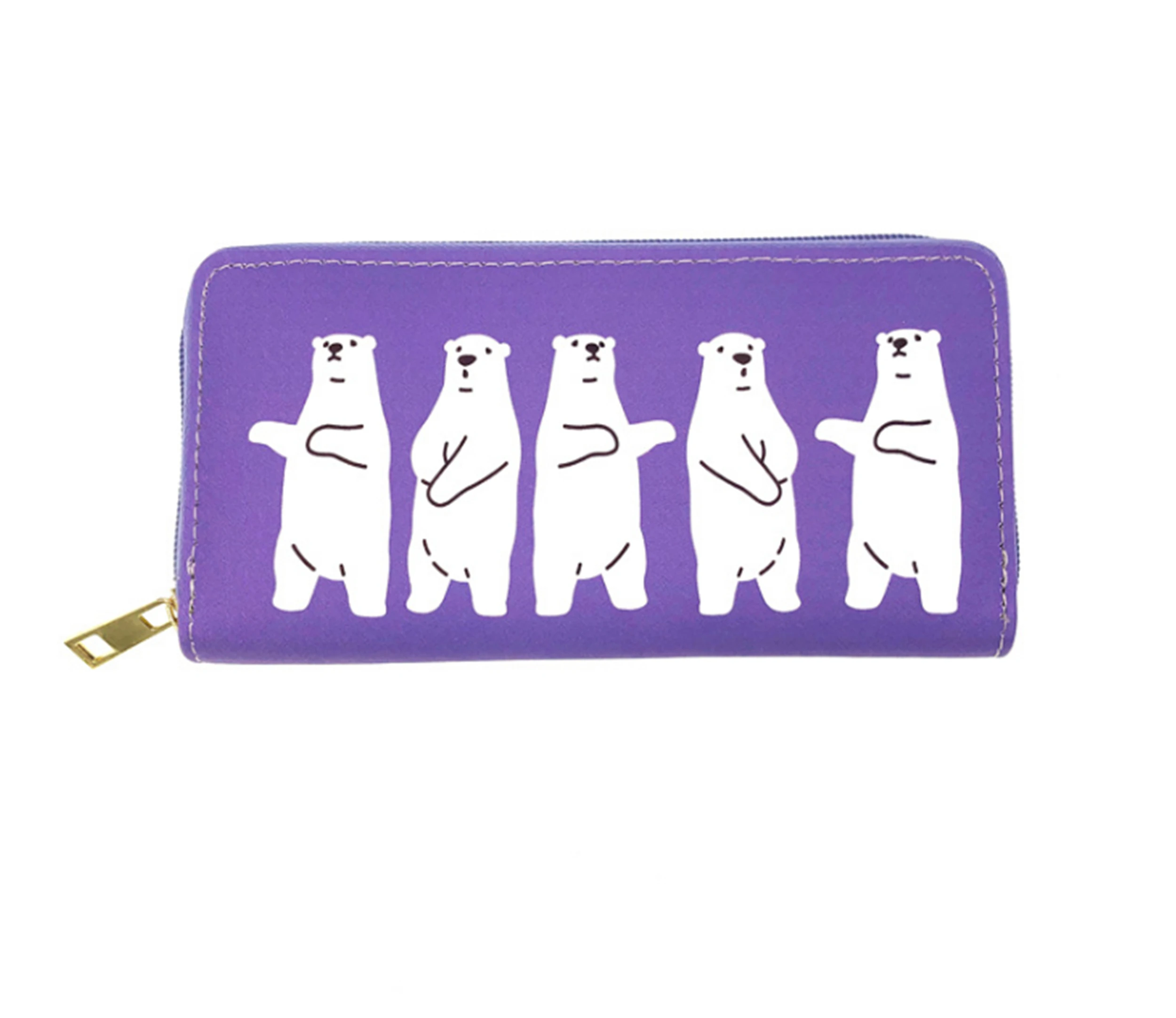 Длинный кошелек с логотипом мультяшного белого медведя для кредитных карт