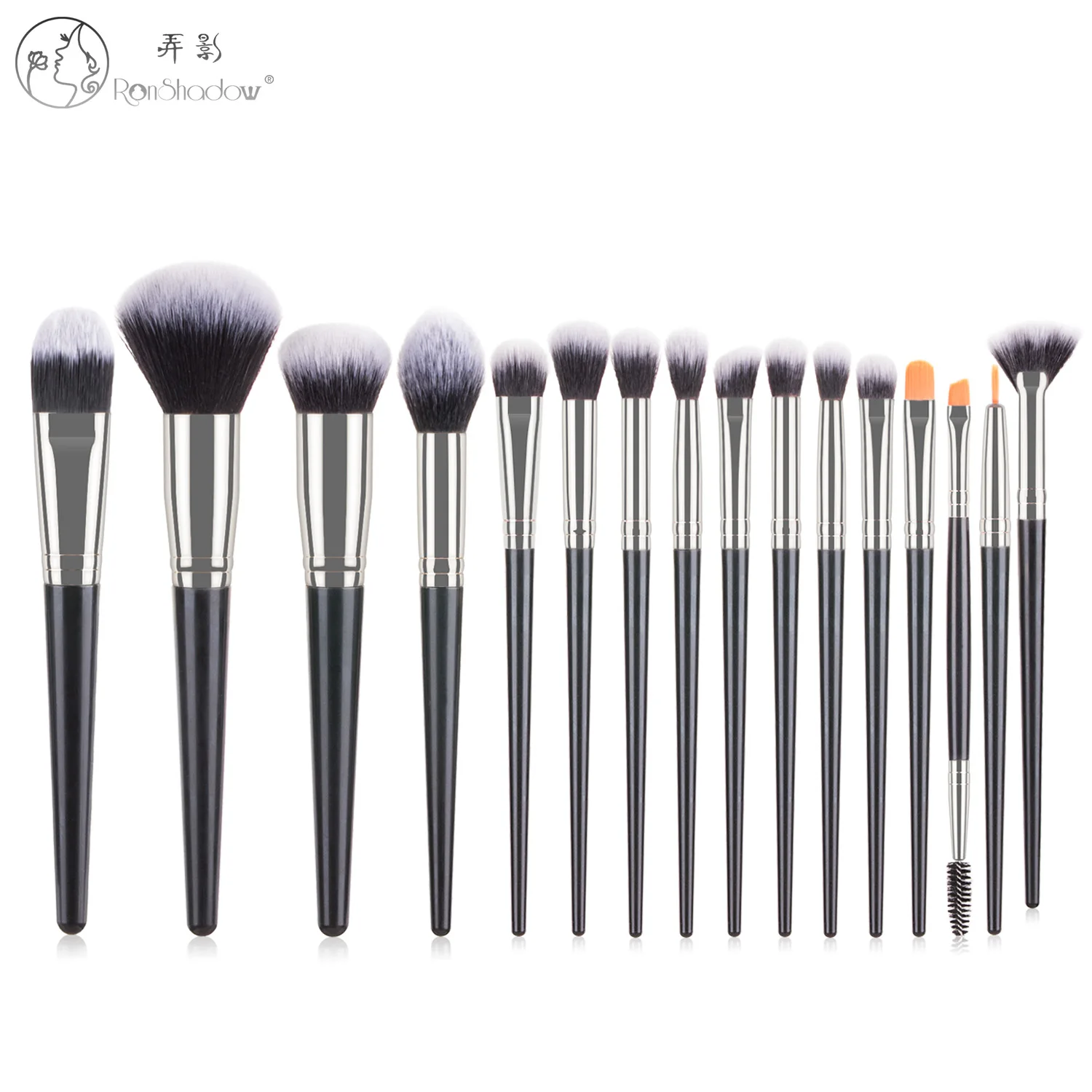 

Ronshadow 16 Professional Makeup Brushes Set Black & Brown Foundation Eyeshadow Make Up Brushes of Cosmetic Tools