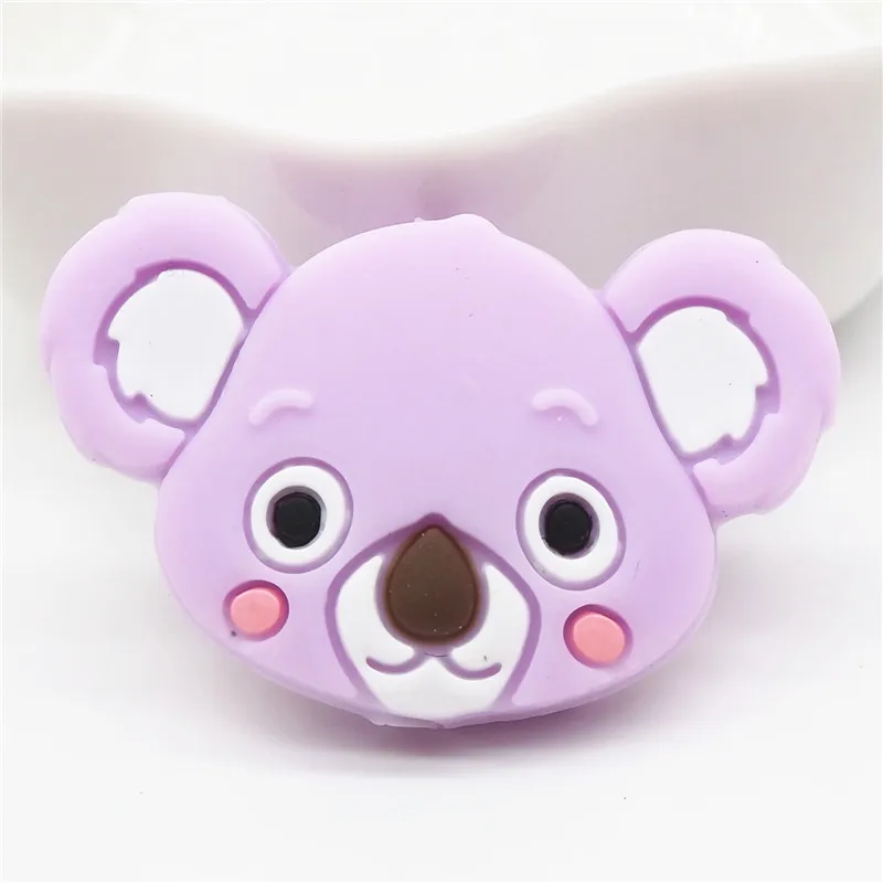 Lilac Chengkai 10 шт Силиконовые коала Прорезыватель для зубов DIY животные детский душ Прорезыватель для зубов Монтессори сенсорные мультфильм ювелирные изделия бусины BPA бесплатно - Цвет: Lilac